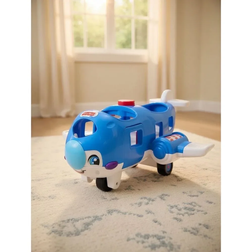 Fisher Price Little People Jet Plane Blue Talking Musical Lights Sounds Tested